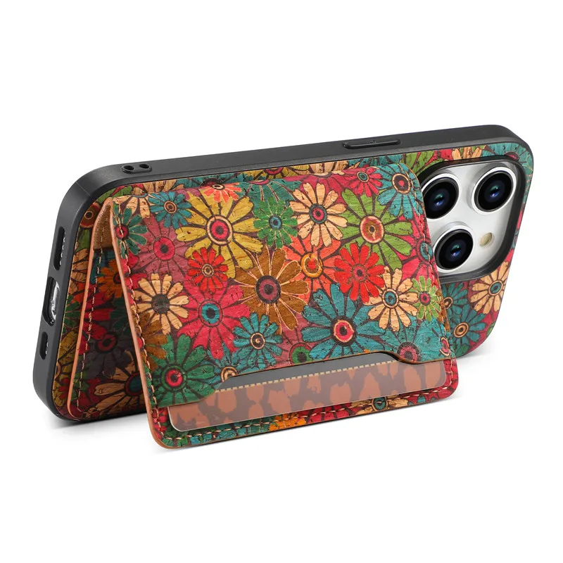 Elegant Flower Embossed Leather Phone Case with Magnetic Closure and Card Holder