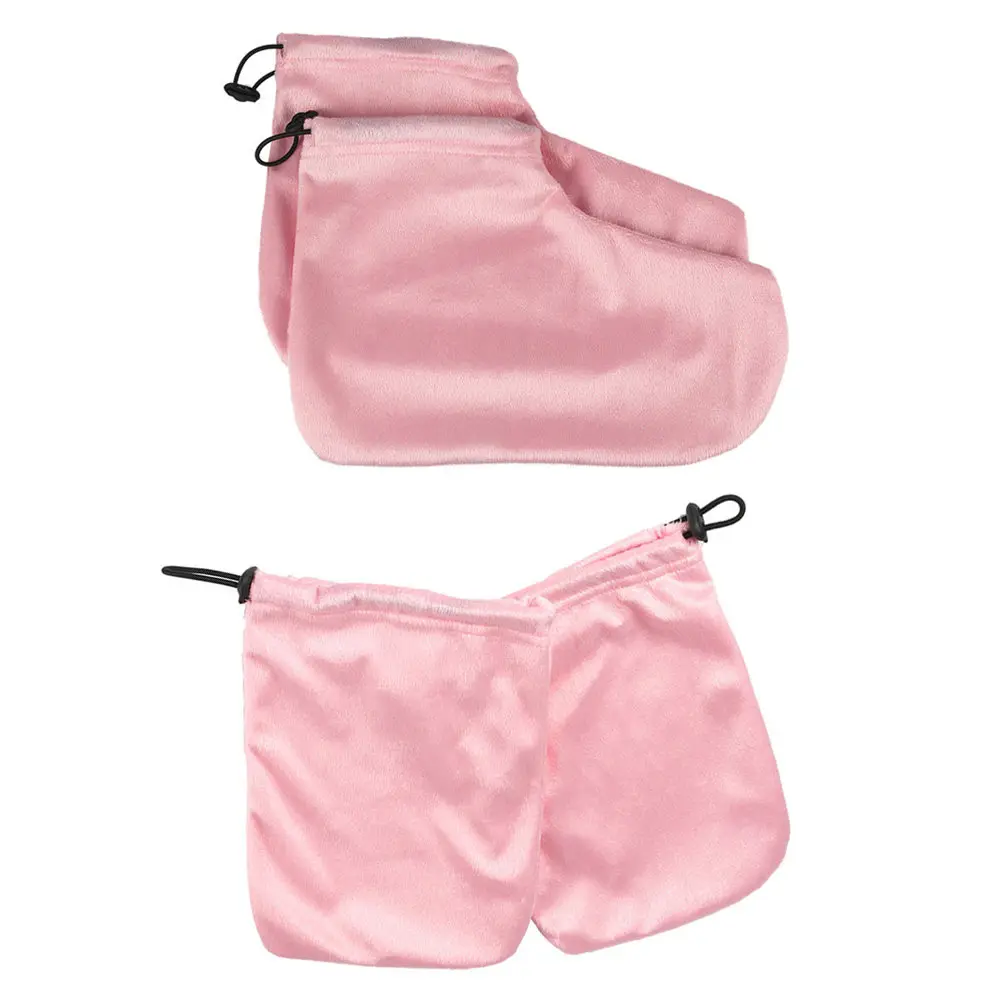 2쌍 파라핀 테라피 풋 커버 장갑 핑크 보호용 왁스 목욕 장갑 세트 핫 왁스 테라피 액세서리 홈 스파 살롱용