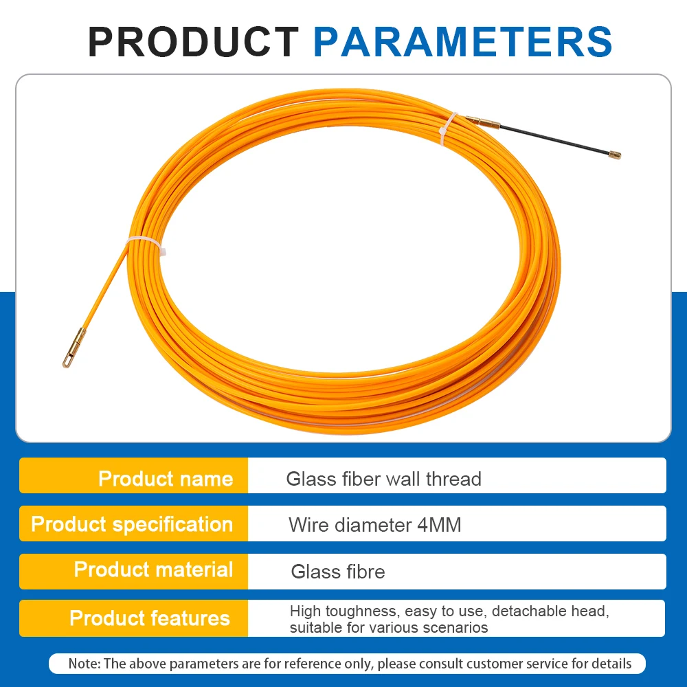 5M/10M/15M/20M/25M/30M Dia 4mm Fiberglass Wire Cable Puller Fish Tape Reel Conduit Ducting Rodder Pulling Puller Guide Device