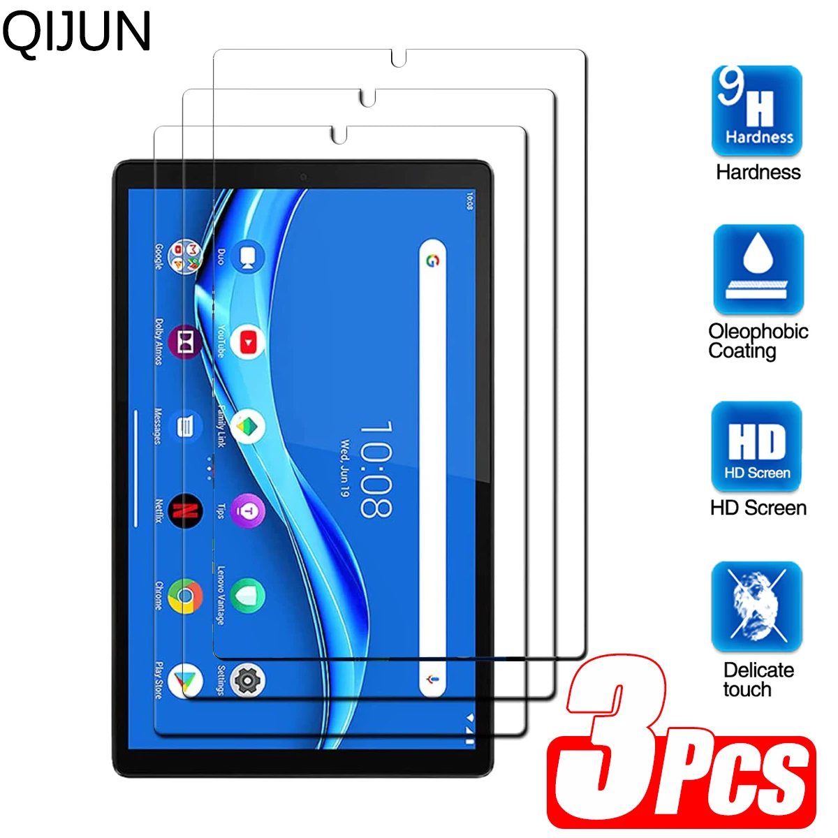 Película Protetora de Tela de Vidro Temperado para Lenovo Tab M10 hd Mais 2nd 3rd Gen 10.3 10.1 10.6 Também-x605f X606f X306f Tb128fu Pcs