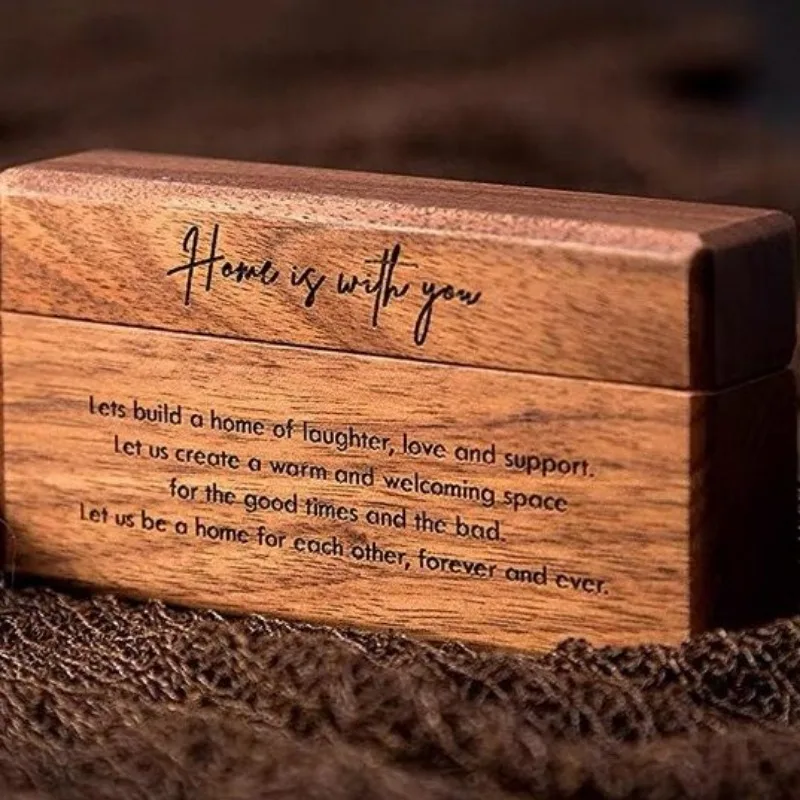 Customized Ring Box Wood Jewelry box Gift for Her Personalized Wedding Engagement Ring Case Storage Custom Keepsake Engraved Vow