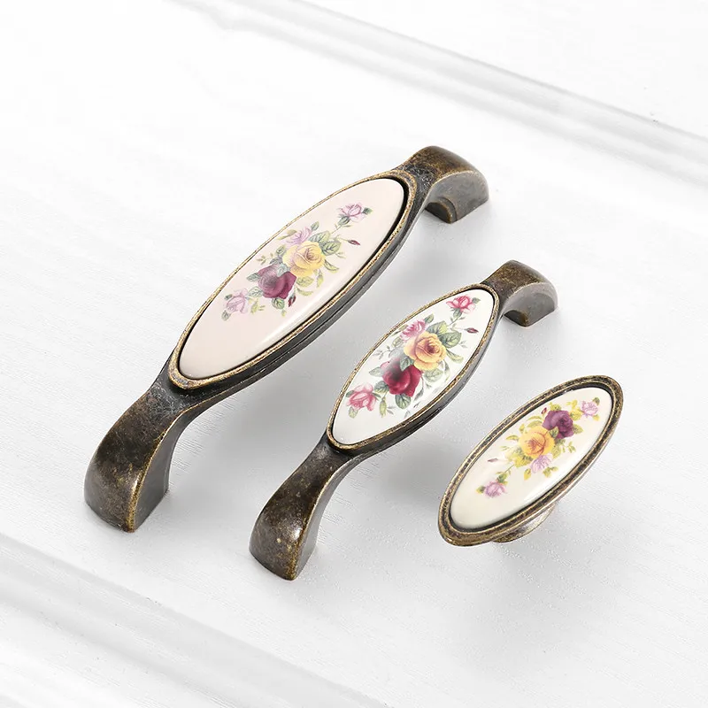 Cabinet Handles Vintage Ceramic Handle Antique Bronze Cabinet Pull Knob