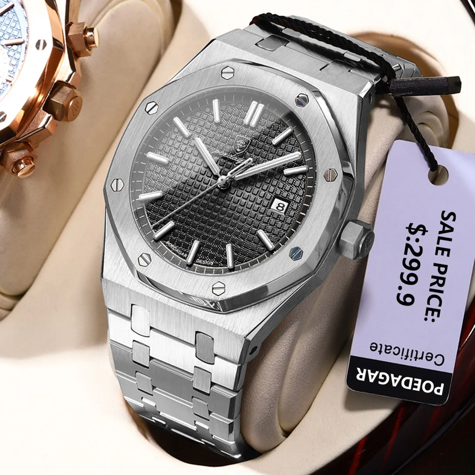POEDAGAR Men's Luxury Business Stainless Steel Quartz Watch For Men Sports Excellence Luminous Waterproof Wristwatch Trend New 2