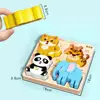 4 in 1 3D Wooden Puzzles Cartoon Intelligence Wooden Puzzle Toy Animal Fruit Wooden Rainbow Blocks Puzzle Children 6