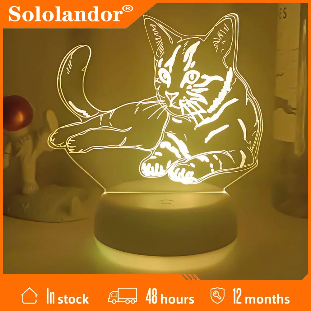 Chat Lampe de Table Néon LED, Pour la décoration de chambre à