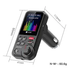 Bluetooth Car FM Transmitter with Fast Charging & Enhanced Sound Quality (Black)