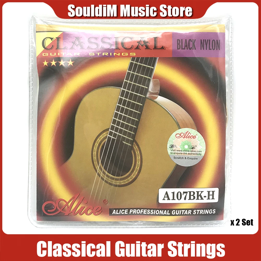 

Струны для классической гитары A107BK с черным нейлоновым покрытием, аксессуары для гитары с обмоткой из медного сплава и бронзы, 2 комплекта