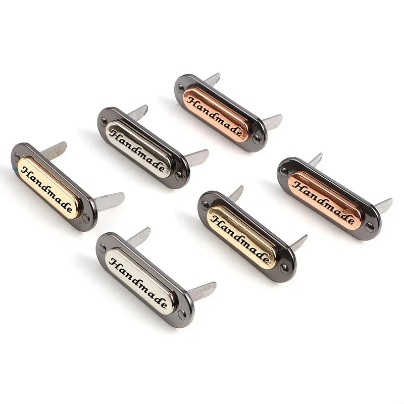 Rectangle Metal Labels Tags 3Pcs/set Handmade Letter Tags For Jeans Bags Purse Decorative Buckles DIY Craft Sewing Garment Label clothing labels garment labels sewing labels