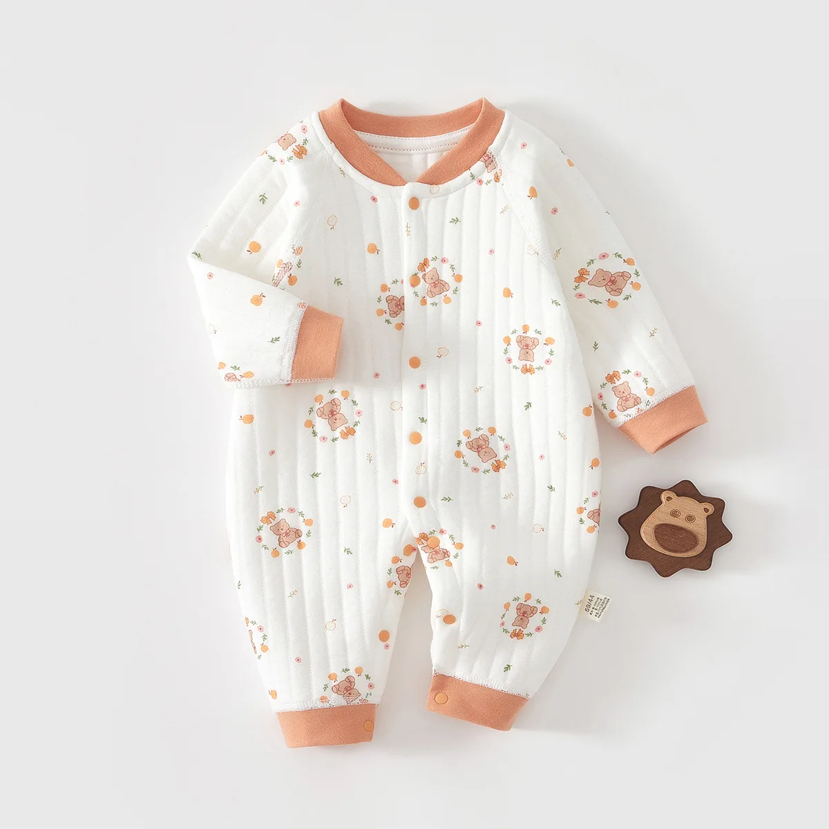 Baby Jumpsuit Clothes Winter Thickening 100% Cotton  Boys Girls Cute Printed Bear Romper Infant Onesie Spring Trend 1-3-6-9-12M 4