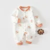 Baby Jumpsuit Clothes Winter Thickening 100% Cotton  Boys Girls Cute Printed Bear Romper Infant Onesie Spring Trend 1-3-6-9-12M 4