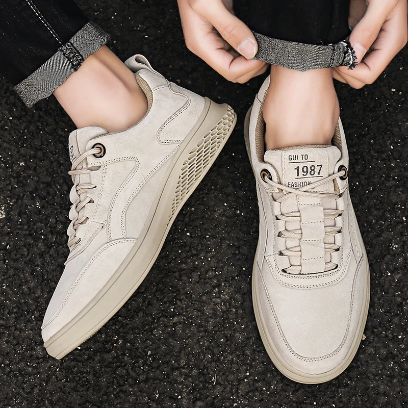 Large casual leather shoes 2023 Autumn popular men's shoes Youth trend casual shoes Youth Korean version board shoes
