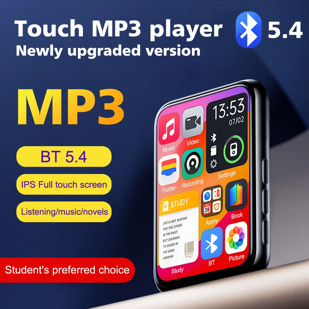 MP3 Player 2.4 Inch Touch Screen Bluetooth 5.4 Built-in Speaker Portable HiFi Music Walkman E-book/Recording