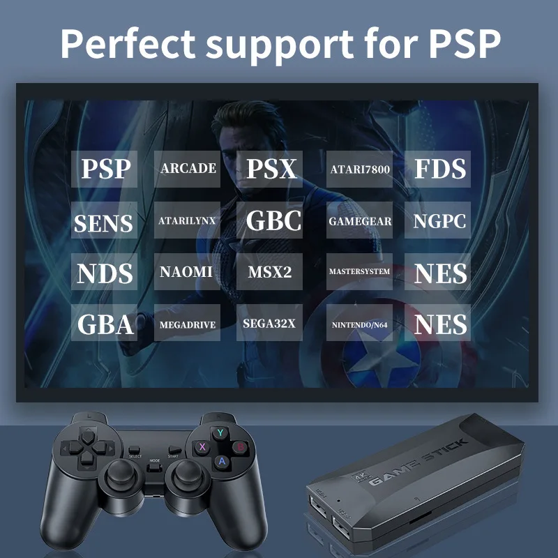 M16 Video Game Console Wireless TV Gaming Box With Double Controller TV Games For PSP/GBA 3D 4K HD 20000+ Games 2.4G Game Stick