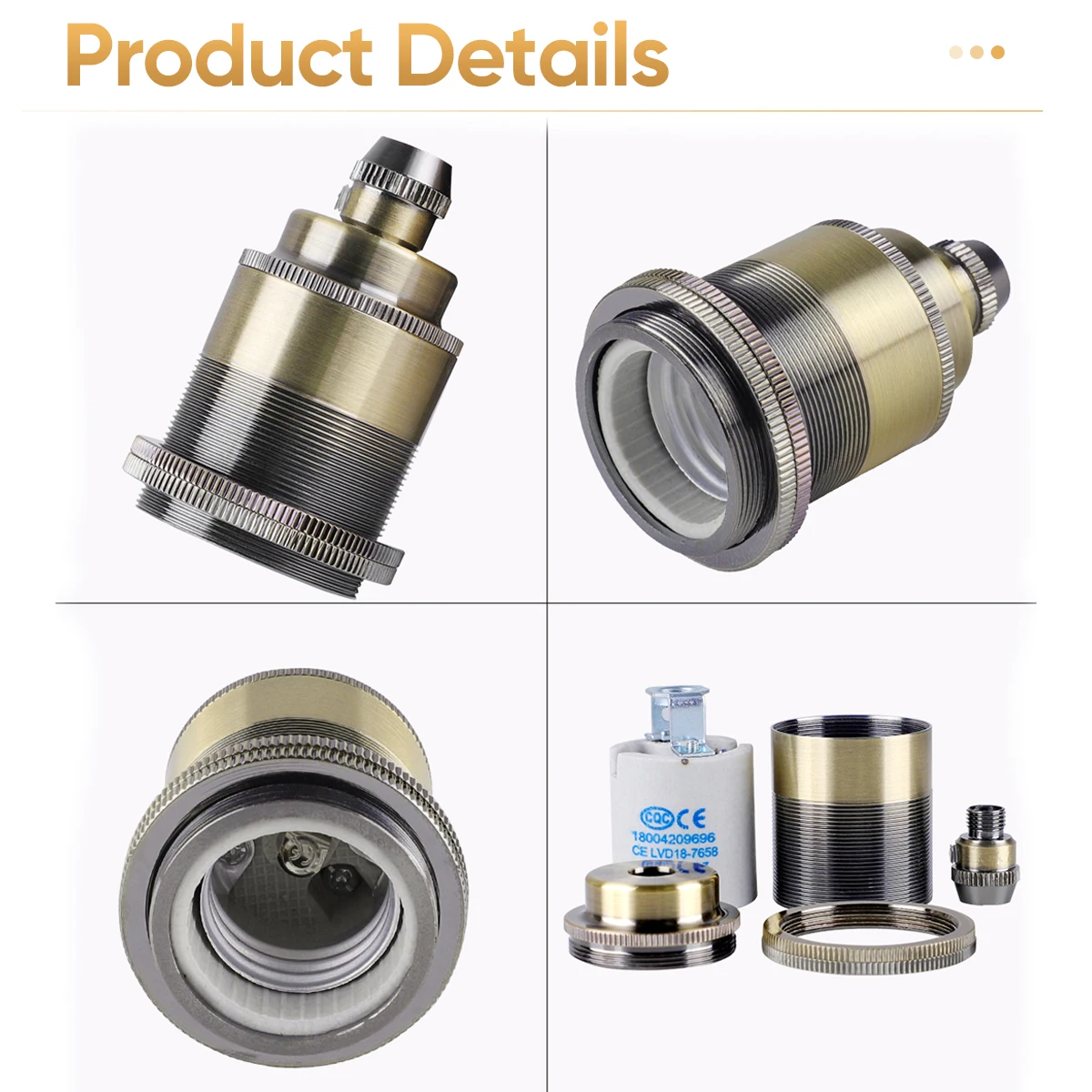 Sourcing Map Threaded Light Socket Base 250V E26/E27 57x37mm Screw