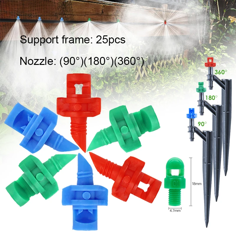 25/50/75pcs Refraction Nozzle Agriculture Irrigation Water Sprinkler 90 180 360Angle Sprayer Head Mist Sprayer for Greenhouse garden sprinkler