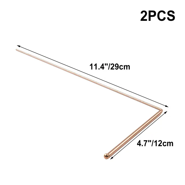 2 Sticks Pure Copper Metal Detector Rod Probe For Water