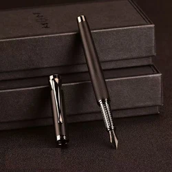 Elegant Black Forest Titanium Fine Nib Fountain Pen with Tree Texture for Smooth Writing (Black)