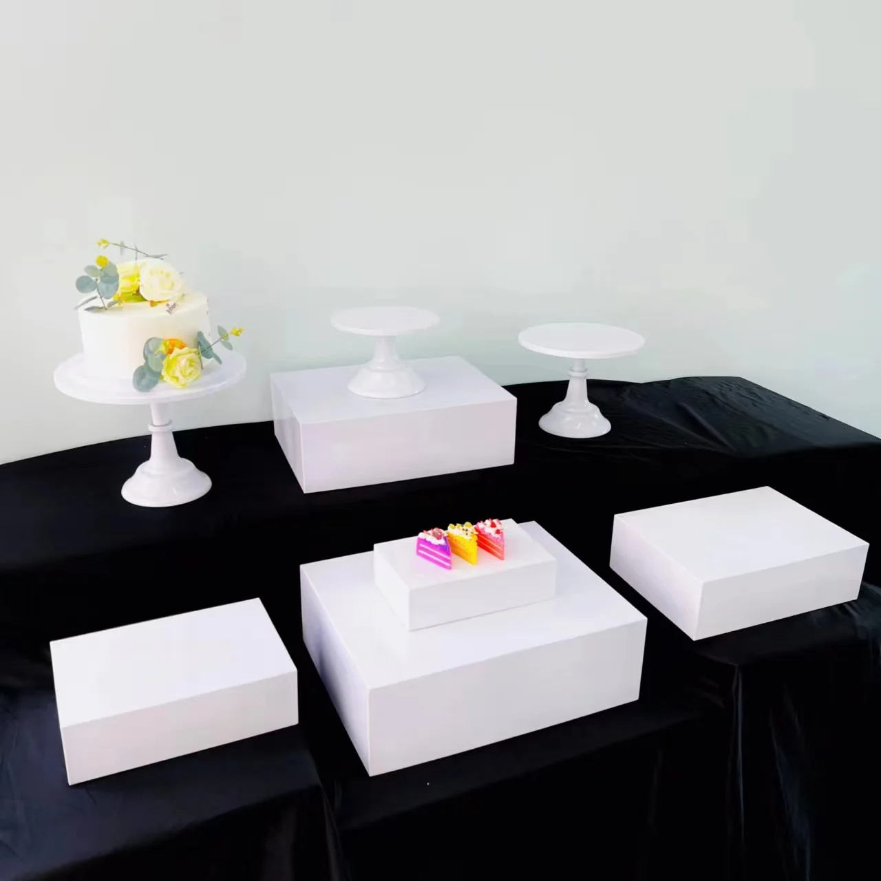 

5PCS White Food Riser Cake Cookie Breads Fruit Buffet Stand Wedding Dessert Table Centerpieces Candy Bar Pastry Display Holder