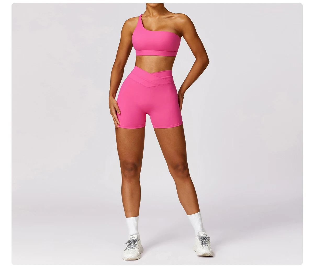 2 Piece Yoga Sets Quick Dry Woman Yoga Outfit Shorts One Shoulder Bras Sport Suit for Women Sportswear Fitness Gym Workout Sets