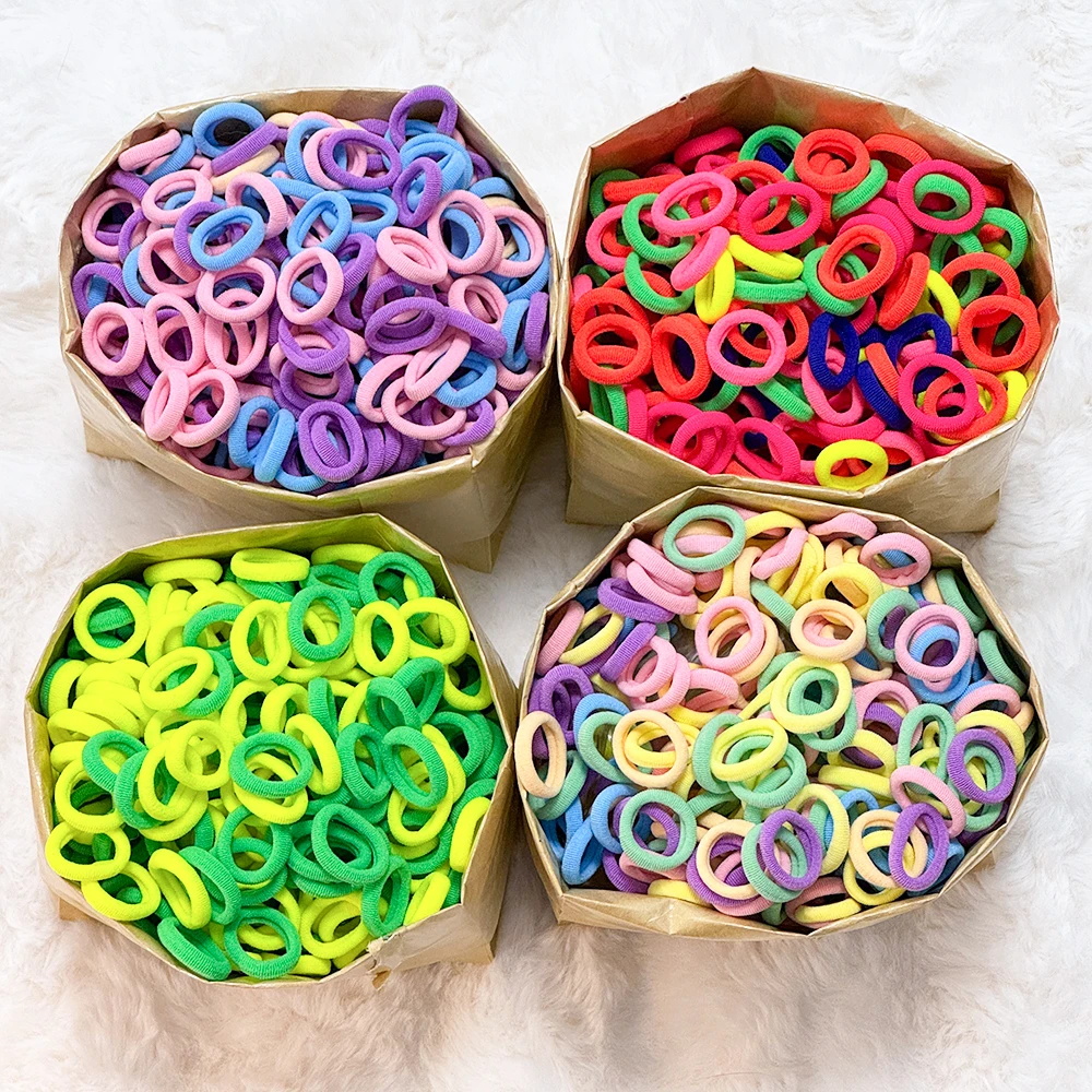 rubber band hair ties 50/100/300Pcs Ealstic Basic Nylon Hair Ties for Girls Ponytail Hold Scrunchie Kid Fashion Hair Band Accessories