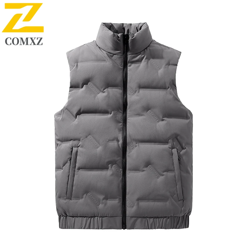 COMXZ Winter Men solid color Vest Down Jacket Lightweight Down Jacket Duck Down Cotton Waterproof Windproof outdoor sports Coat