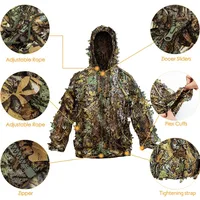 Ghillie Suit Men Women Kids 3D Leafy Bionic Camouflage Hunting Clothing CS Shooting Suit Tactical  Combat Clothes Set - Image 3