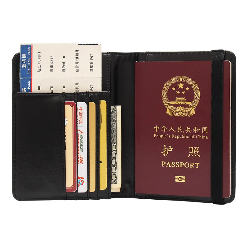 RFID Passport Holder Wallet - PU Leather Travel Accessory for Secure ID and Card Storage