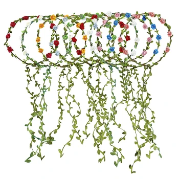 3/5 Pezzi Coroncine Floreali Bohemien per Sposa, Fascia per Capelli a Corona, Ghirlanda Floreale da Matrimonio, Corona di Fiori per Ragazza, Accessori per Capelli
