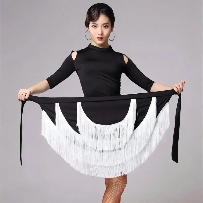 

Latin Dance Skirt For Women Fringe Tassel Hip Scarf Latin Dancing Skirt Wrap Ballroom Competition Practice Latin Dress