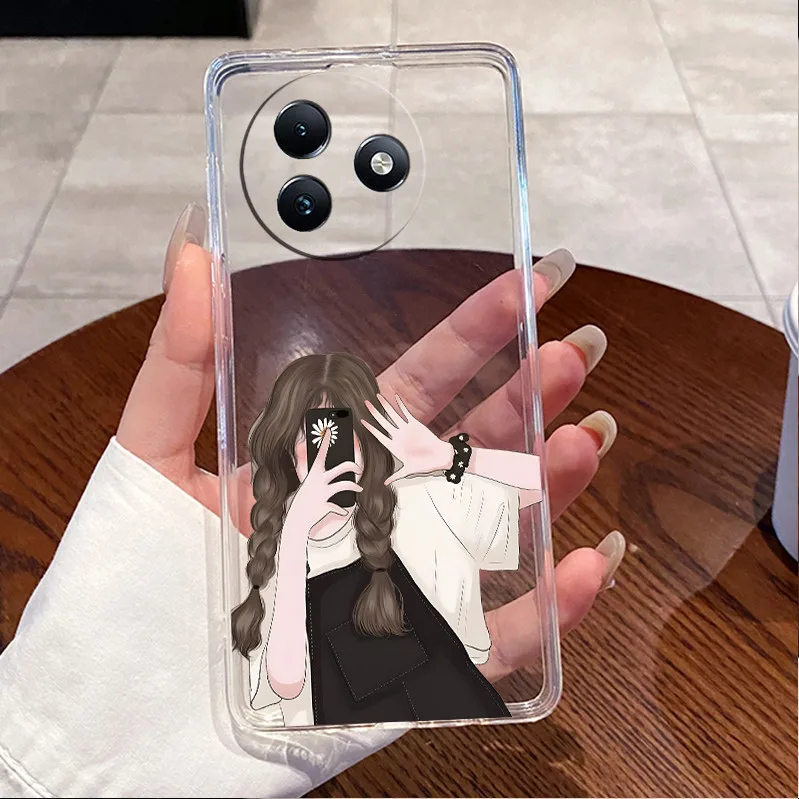 Clear Case with Cute Love Rabbit Cartoon - Luxury Soft Silicone TPU Cover