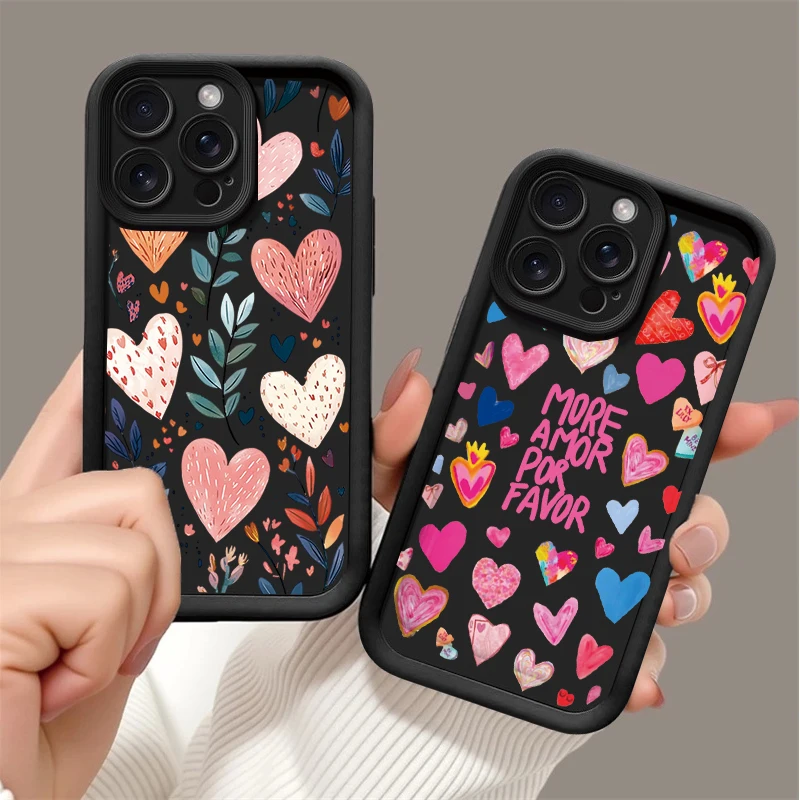 Love Heart Leaves Flower Matte TPU Silicone Case