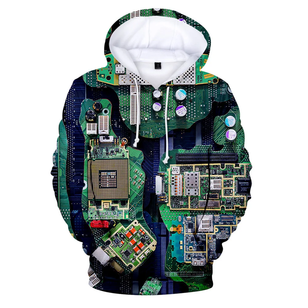 New Autumn Hoody for Men Creative Electronic Chip-circuit Board Hoodies Harajuku Sweatshirt 3D Print Fashion Pullover Clothes