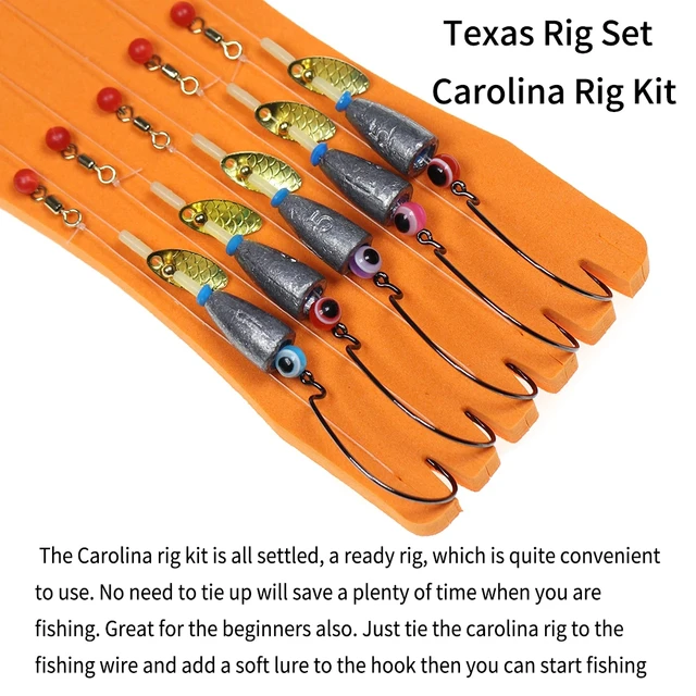 Elllv 5pcs/set Carolina Rig Kit for Bass Fishing Bullet-Weights Crank  Fishhooks Spinner Blades Texas