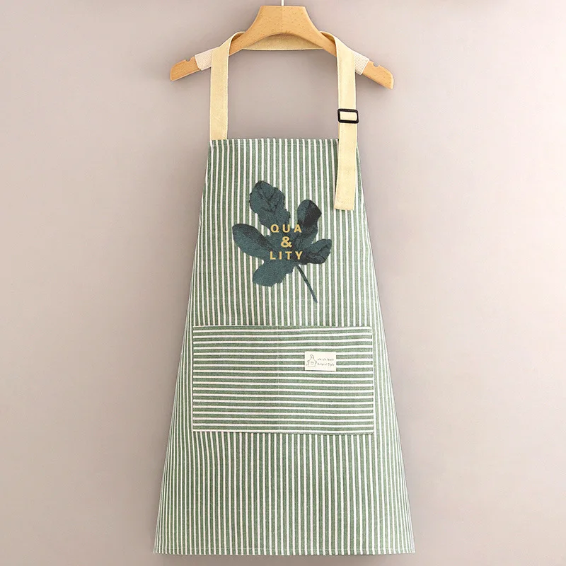 Cotton and Linen Long-sleeved Apron Kitchen Home Breathable Anti-fouling Cooking Apron Smock for Women