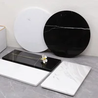Modern Simplicity Natural Marble Flat Tray Circular Square Cosmetic Jewelry Storage Photography Props Display Ornaments 1