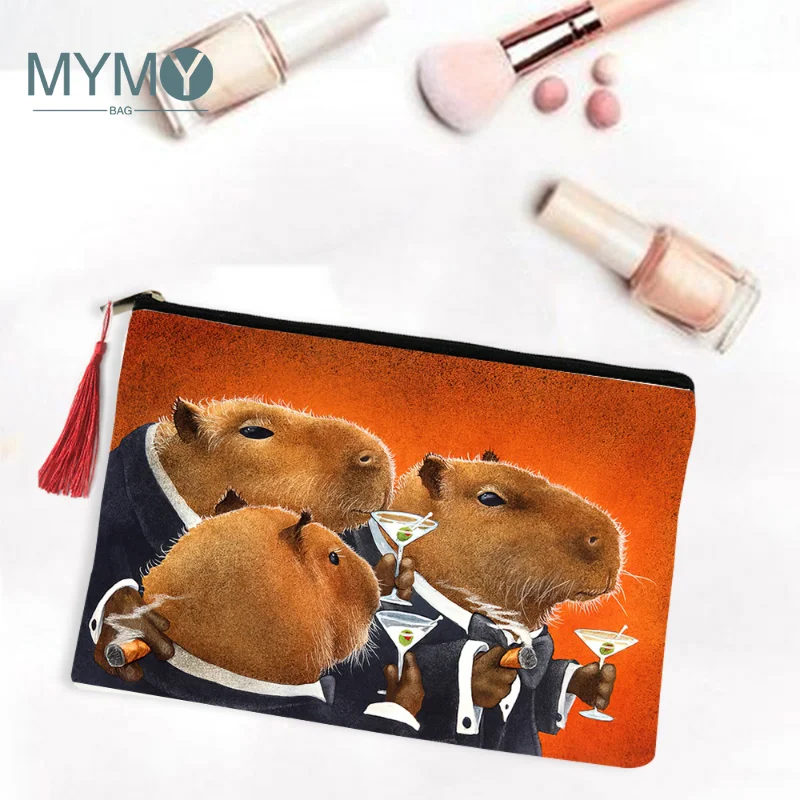 

Capybara Club Cosmetic Bag Women Outdoor Storage Bags Birthday Graduation Present Gift For Portable Canvas Toiletry Makeup Pouch