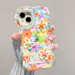 Cartoon 3D Colorful Flower Phone Holder Stand with Shockproof Cover - iPhone 14 Pro Max (HuaColorful)
