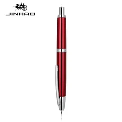 JINHAO Retractable Metal Fountain Pen with Clip and Converter - School Supplies Stationery - F (Clear Red)