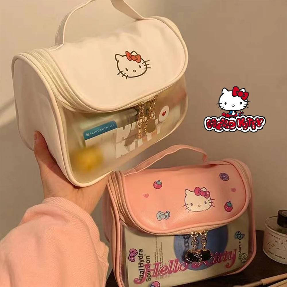 

Hello Kitty Sanrio Cosmetic BagsStorage Box Anime Kawaii Toiletry Pouch Make Up Case Lipstick Bag Makeup Purse Large Hand Bag