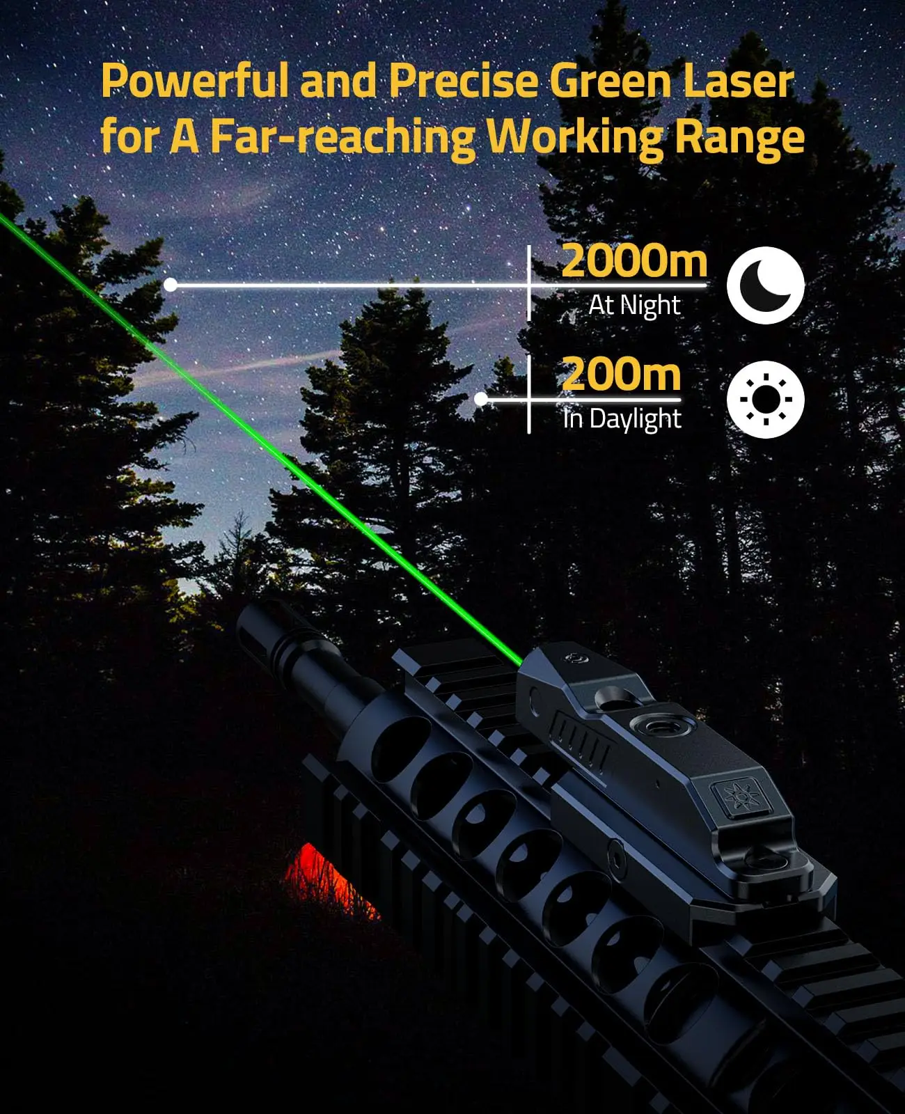 Green Laser Sight Strobe Function Rifle M-Lok Picatinny Rail Magnetic Rechargeable Low Profile Tactical