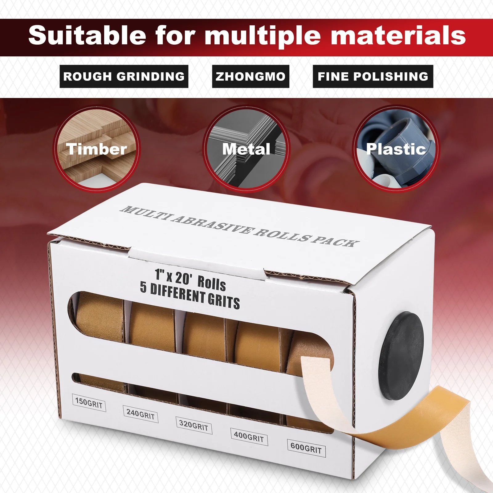 6 Meter Abrasive Sandpaper Roll – 25mm Width Emery Cloth Roll Grit 80/150/240/320/400/600 for Metal Grinding, Polishing & Finishing 4