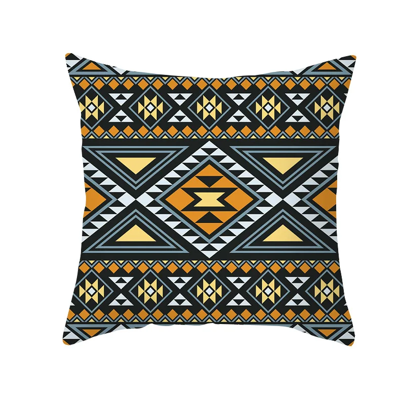 New Bohemian Color Geometric Pattern Peach Skin Plush Pillow Case National Style Retro Pillow Case Cushion alx