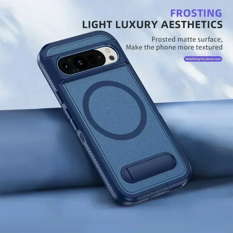 MagSafe Armor Shockproof Matte Phone Case with Magnetic Wireless Charging Stand Holder