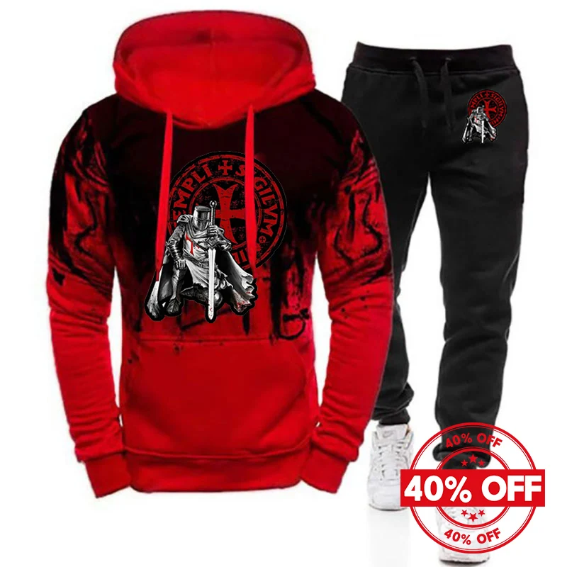 Mens Knights Templar Hoodies and Leisure Pants Suits