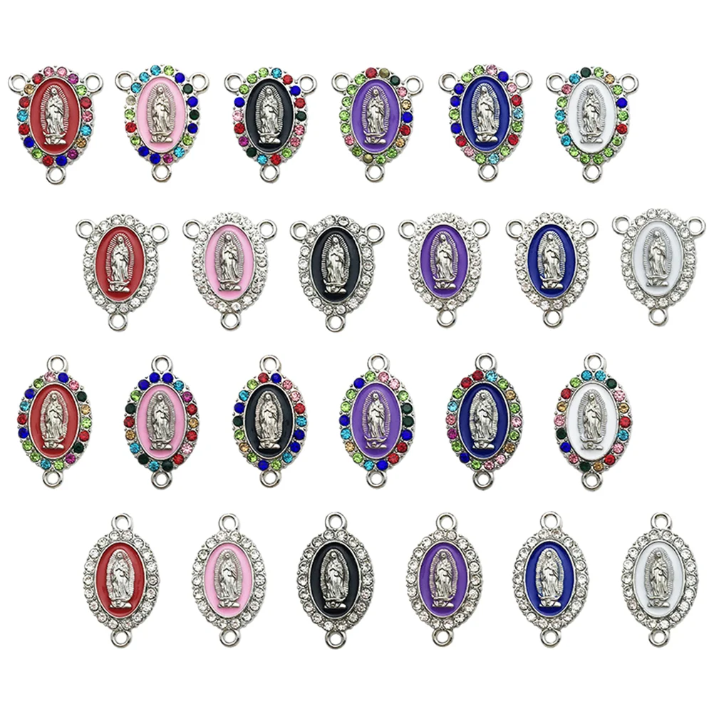 

24 Pcs Madonna Small Pendant Jewelry Making Accessories Jewlery Cross Accessory Alloy DIY for