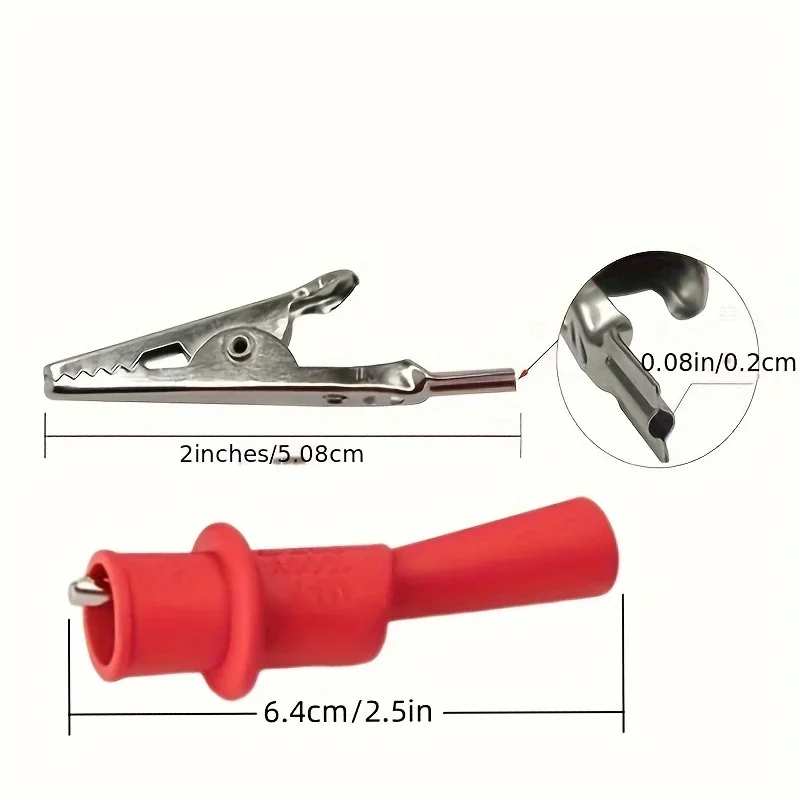 Double insulated crocodile clip 2pcs 2mm-CAT III 1000V 10A Suitable for Electrical Measurement and Maintenance
