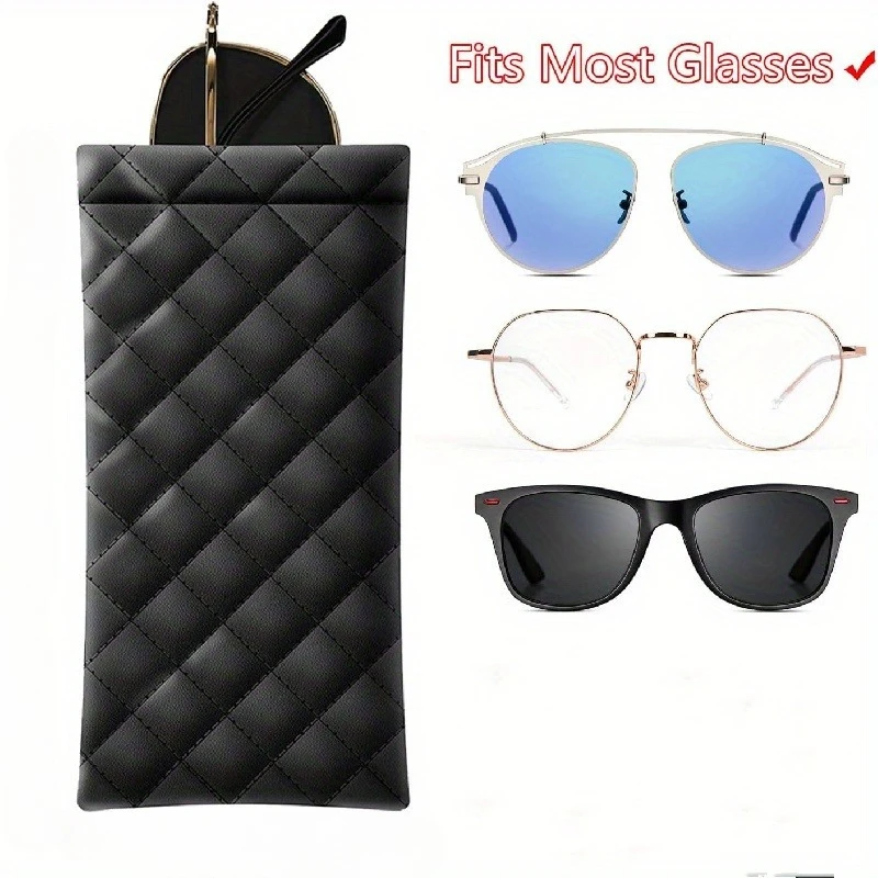 Custodia Portatile per Occhiali con Chiusura Automatica a Pressione, Astuccio in Pelle PU per Occhiali, Sacchetto per Occhiali con Molla a Pressione
