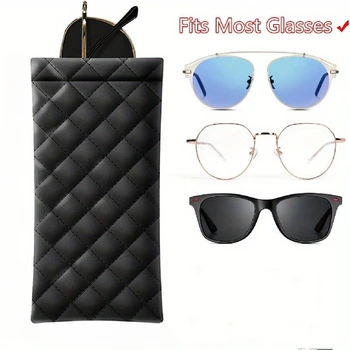 Custodia Portatile per Occhiali con Chiusura Automatica a Pressione, Astuccio in Pelle PU per Occhiali, Sacchetto per Occhiali con Molla a Pressione