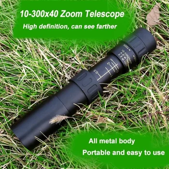 Military Metal Powerful Binoculars Long Range Reach 10-300X Zoom HD BAK4 Portable Professional Telescope Monocular for Hunting