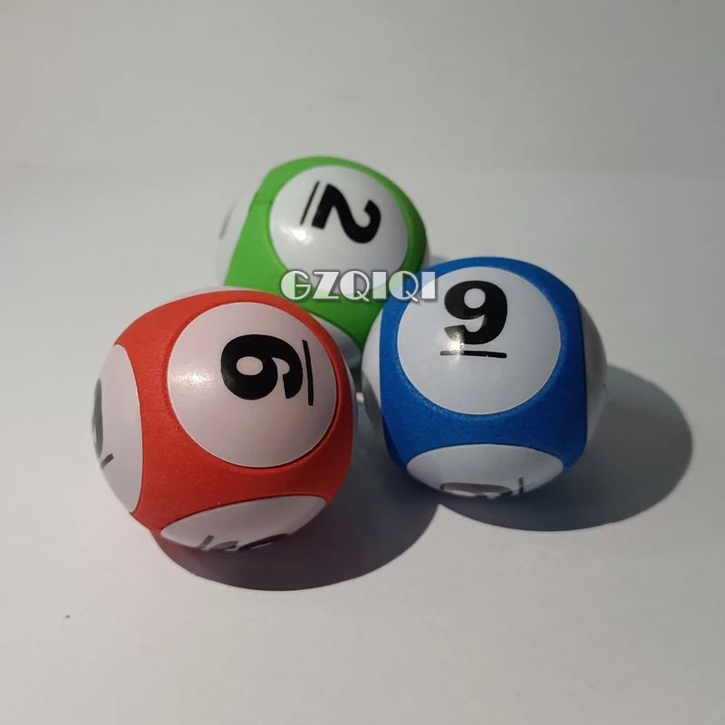 Lotto bingo balls with six sides numbered printing